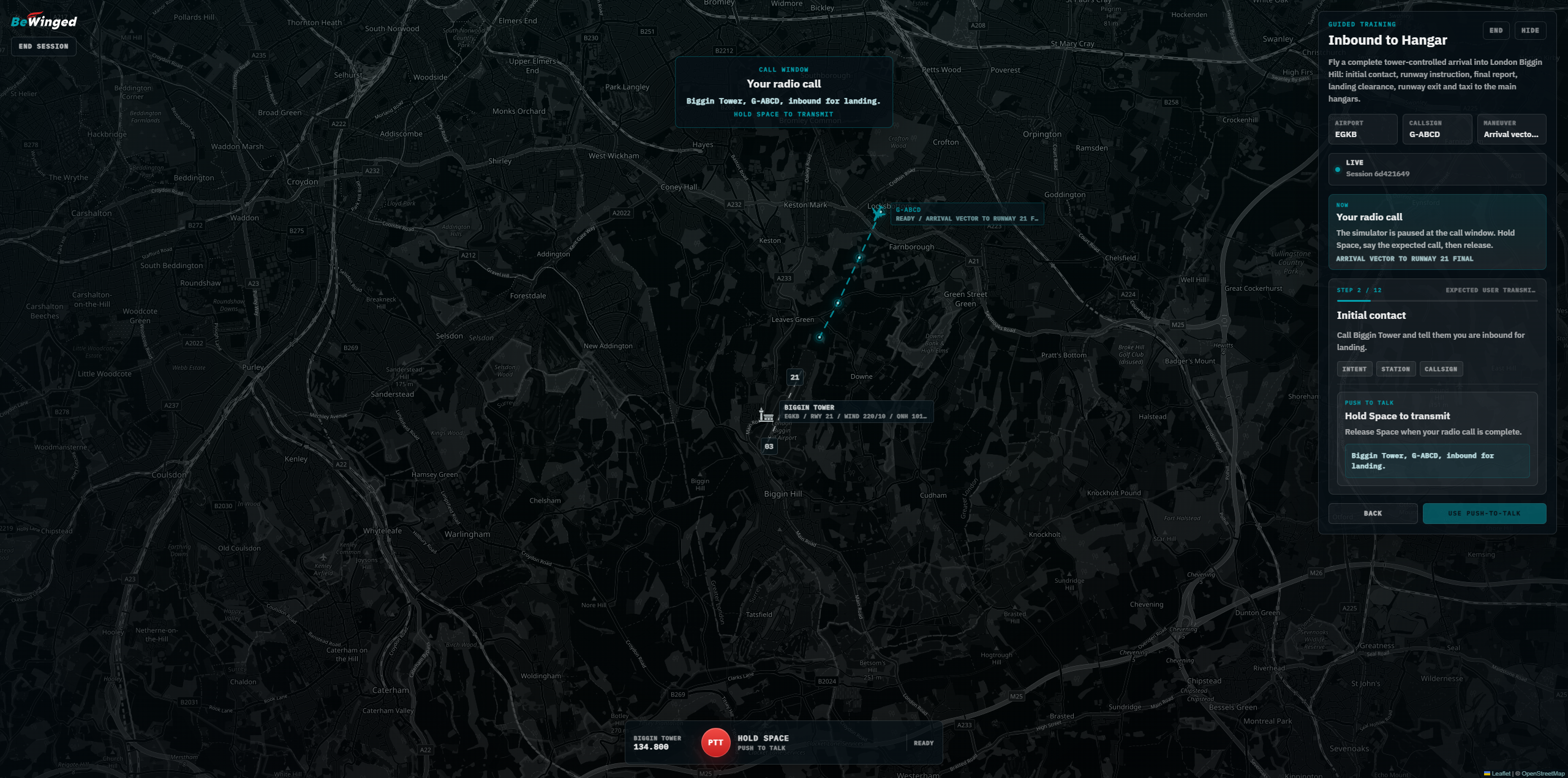 The BeWinged AI Tower Session: a live radio exchange with the controller